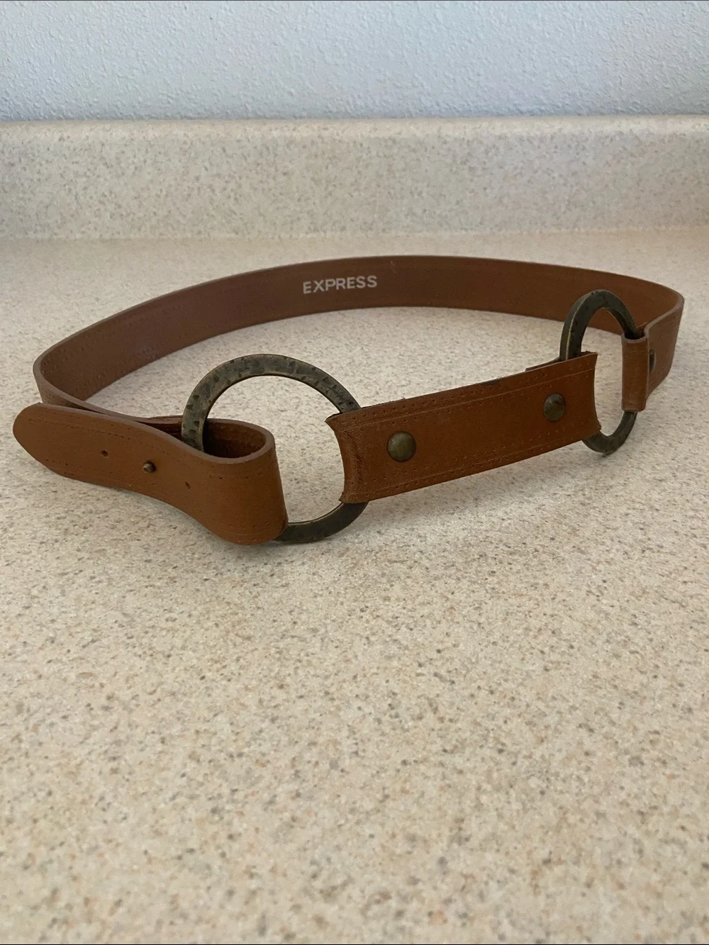 Express Genuine Leather Belt Made in Italy Brown Ring Belt M